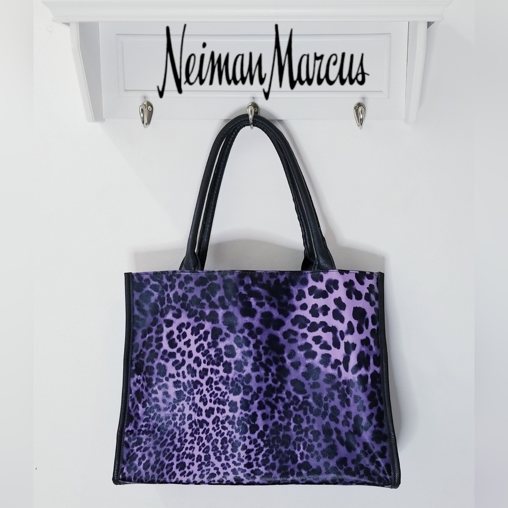 Neiman Marcus Purple Leopard Print Tote